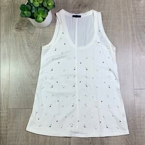 GAP Women's Sleeveless White Jeweled Scoop Neck Tank Top
